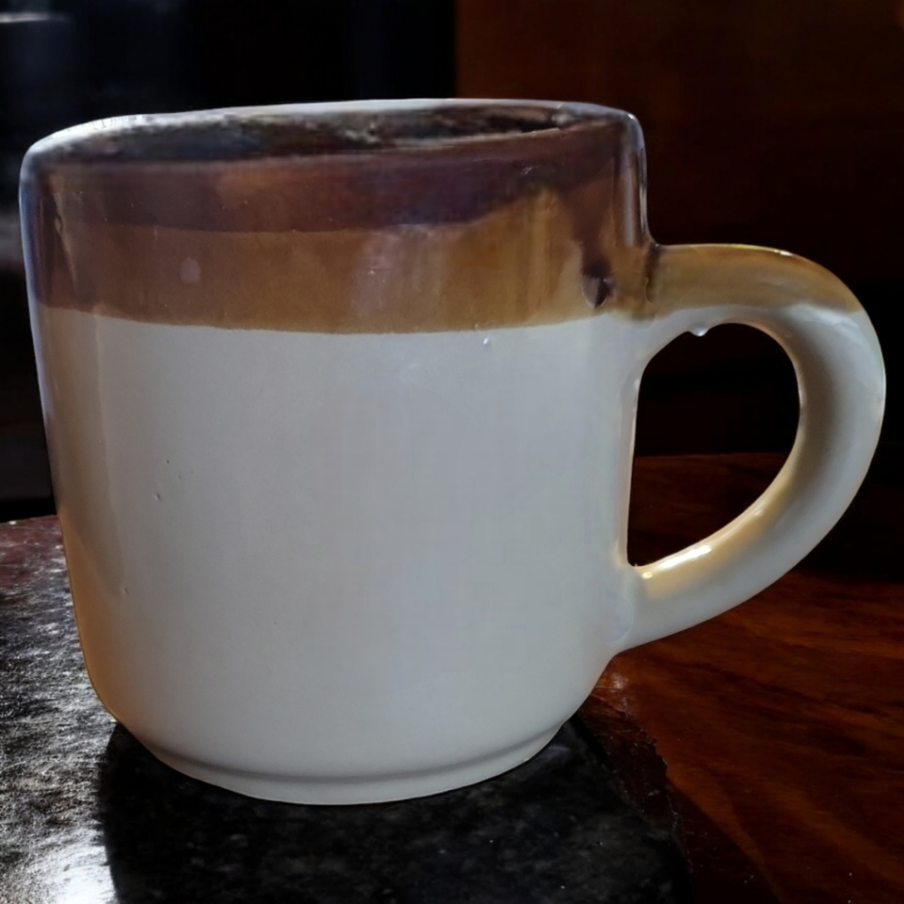 1 Vtg 70's Dip Glazed Interpur Earth Tones Tricolor Coffee Tea Cup Mug Taiwan